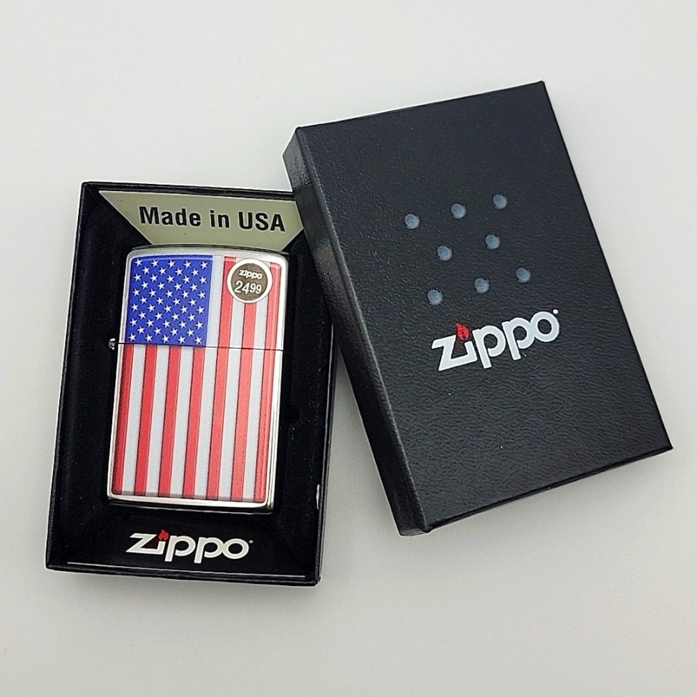 NEW Zippo Patriotic American Flag Wind Proof  Lighter USA 29722